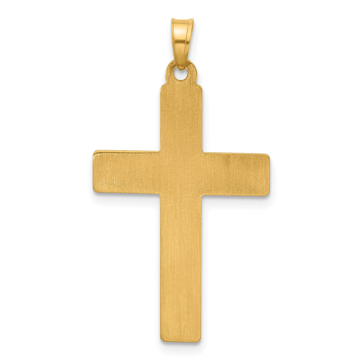 14k Polished and Textured Floral Cross Pendant-XR2078