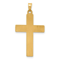 14k Polished and Textured Floral Cross Pendant-XR2078
