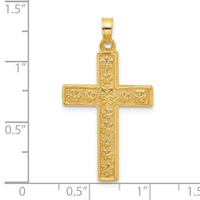 14k Polished and Textured Floral Cross Pendant-XR2078
