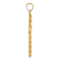 14k Polished and Textured Hollow Latin Cross Pendant-XR2079
