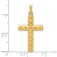 14k Polished and Textured Hollow Latin Cross Pendant-XR2079