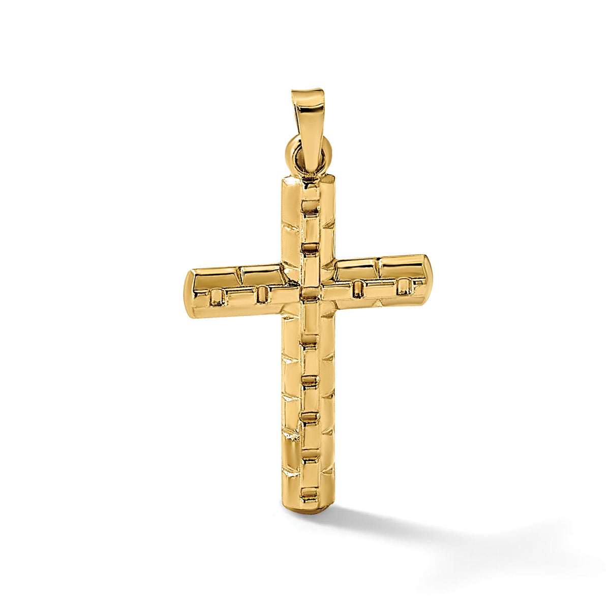 14k Polished and Textured Hollow Latin Cross Pendant-XR2079