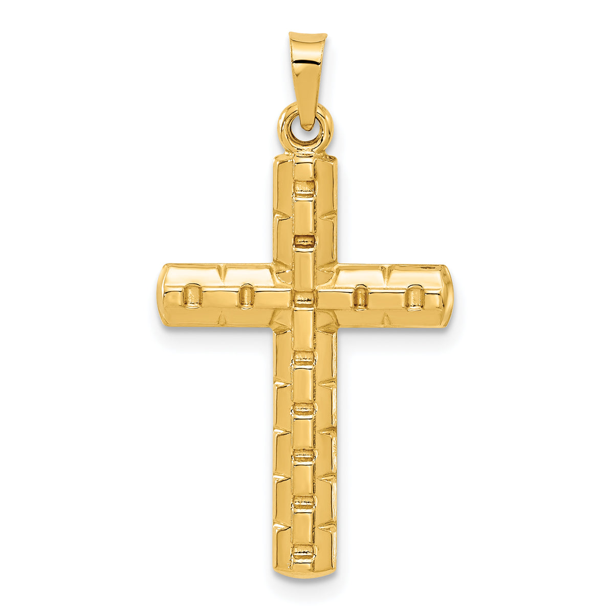 14k Polished and Textured Hollow Latin Cross Pendant-XR2079