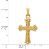14k Hollow Fleur De Lis Cross Pendant-XR208