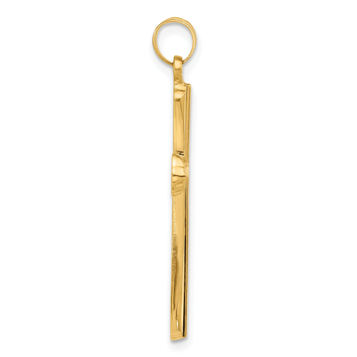 14k Polished and Grooved Hollow Cross Pendant-XR2081