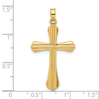 14k Polished and Grooved Hollow Cross Pendant-XR2081