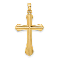 14k Polished and Grooved Hollow Cross Pendant-XR2081