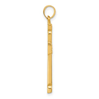 14k Polished and Grooved Hollow Cross Pendant-XR2083