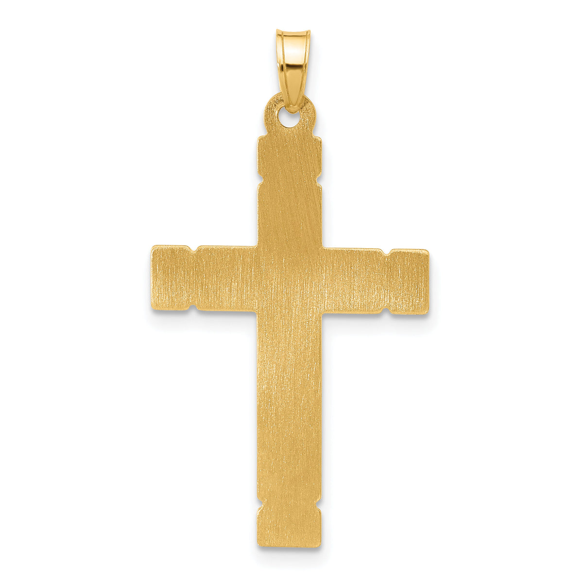 14k Polished and Grooved Hollow Cross Pendant-XR2083