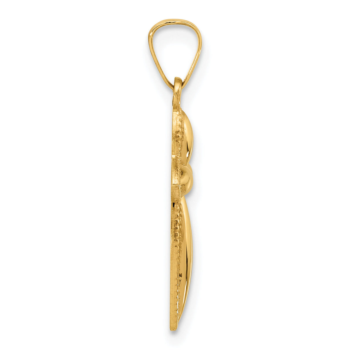 14k Polished and Beaded Hollow Edge Passion Cross Pendant-XR2084