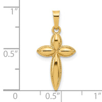 14k Polished and Beaded Hollow Edge Passion Cross Pendant-XR2084