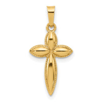 14k Polished and Beaded Hollow Edge Passion Cross Pendant-XR2084