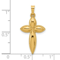 14k Polished and Beaded Hollow Edge Passion Cross Pendant-XR2085