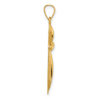 14k Polished and Beaded Hollow Edge Passion Cross Pendant-XR2086