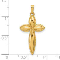 14k Polished and Beaded Hollow Edge Passion Cross Pendant-XR2086