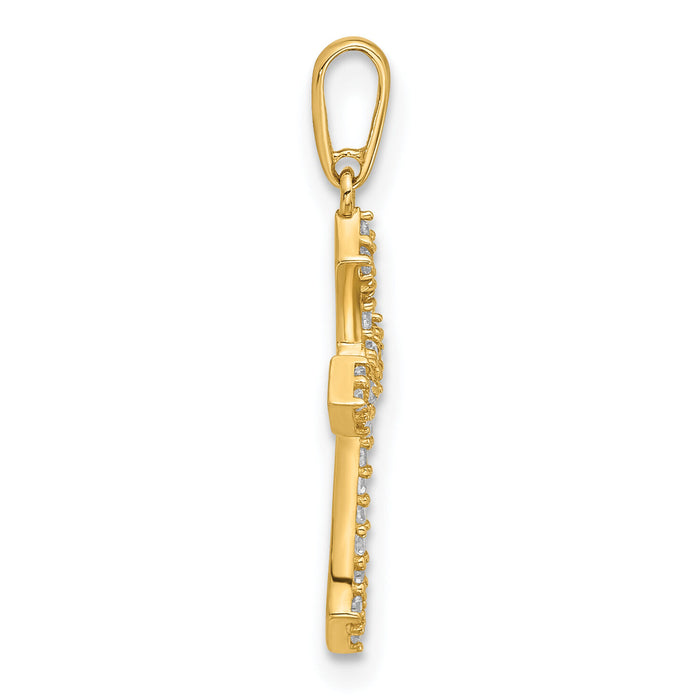14k Polished CZ Passion Cross Pendant-XR2087
