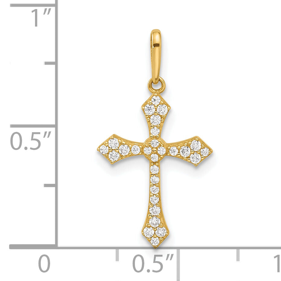 14k Polished CZ Passion Cross Pendant-XR2087