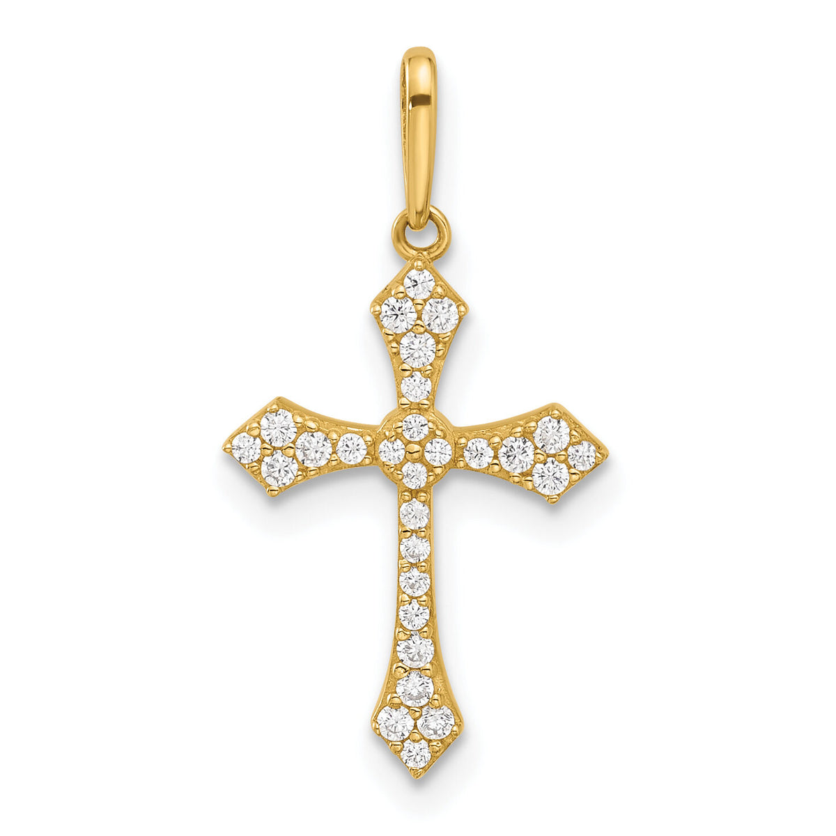 14k Polished CZ Passion Cross Pendant-XR2087