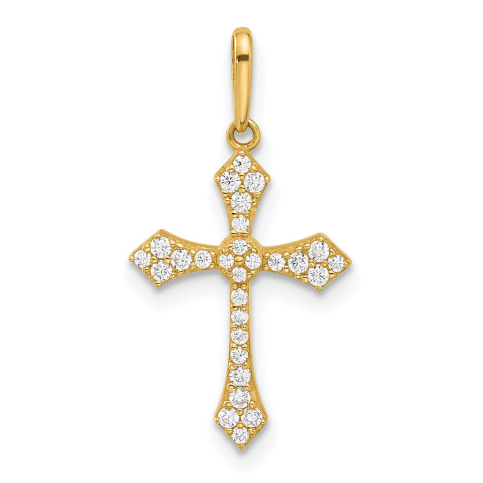 14k Polished CZ Passion Cross Pendant-XR2087