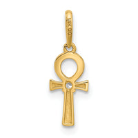 14k Polished CZ Ankh Cross Pendant-XR2088