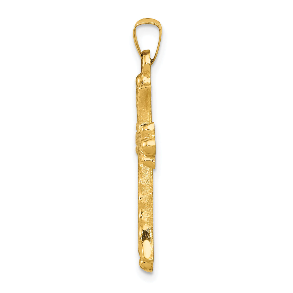 14k Hollow Fleur De Lis Cross Pendant-XR209