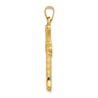 14k Hollow Fleur De Lis Cross Pendant-XR209