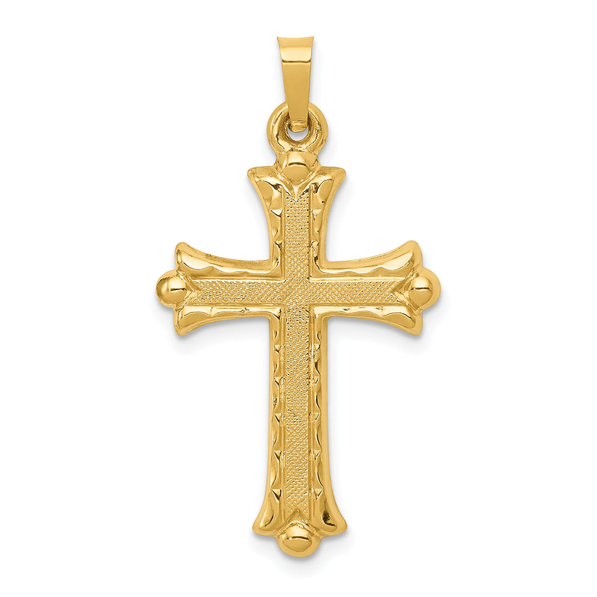 14k Hollow Fleur De Lis Cross Pendant-XR209
