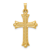 14k Hollow Fleur De Lis Cross Pendant-XR209