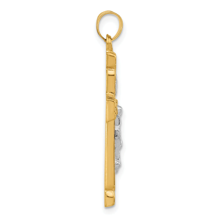 14k Two-Tone Hollow INRI Crucifix Pendent-XR2090