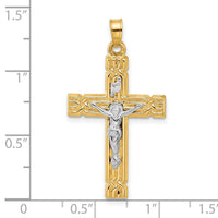 14k Two-Tone Hollow INRI Crucifix Pendent-XR2090