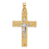 14k Two-Tone Hollow INRI Crucifix Pendent-XR2090
