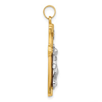 14k Two-Tone Grooved Hollow INRI Crucifix Pendent-XR2092