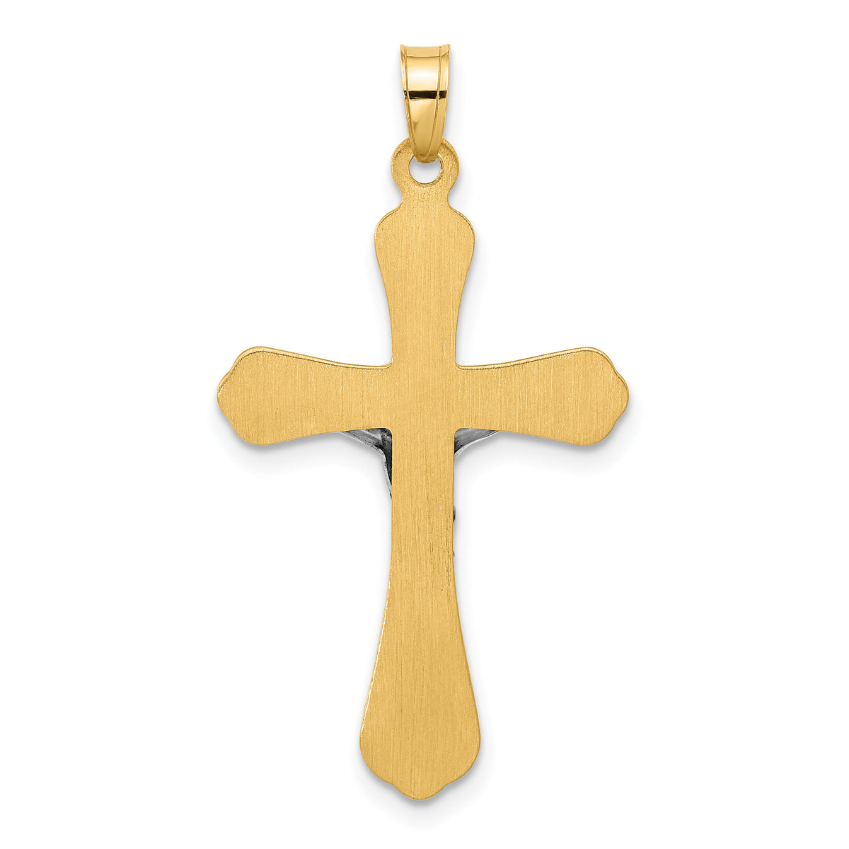 14k Two-Tone Grooved Hollow INRI Crucifix Pendent-XR2092