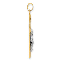 14k Two-Tone Textured Hollow INRI Crucifix Pendent-XR2093