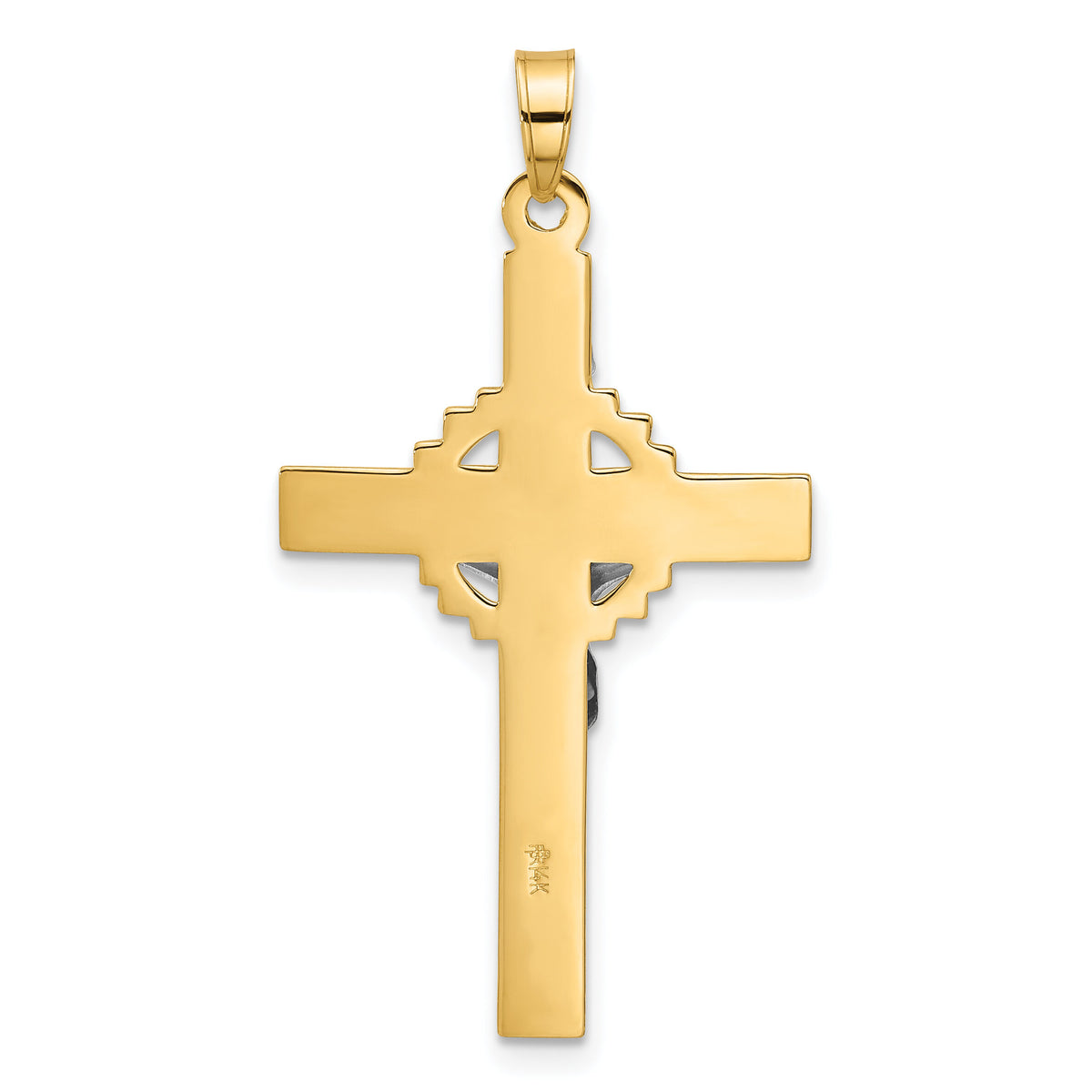 14k Two-Tone Textured Hollow INRI Crucifix Pendent-XR2093