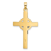 14k Two-Tone Textured Hollow INRI Crucifix Pendent-XR2093
