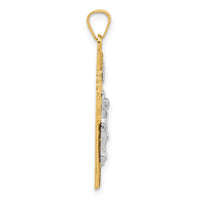 14k Two-Tone Hollow INRI Crucifix Pendent-XR2094