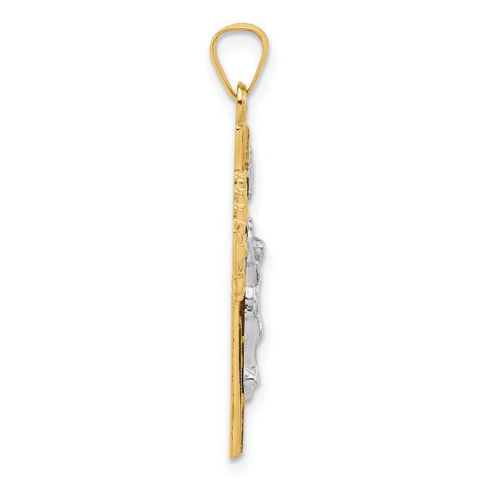14k Two-Tone Hollow INRI Crucifix Pendent-XR2094