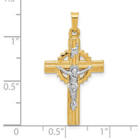 14k Two-Tone Hollow INRI Crucifix Pendent-XR2094