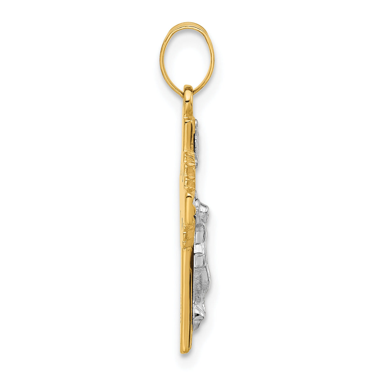 14k Two-Tone Hollow INRI Crucifix Pendent-XR2095