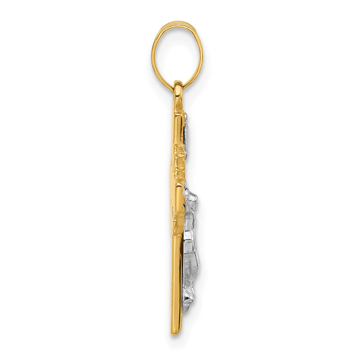 14k Two-Tone Hollow INRI Crucifix Pendent-XR2095
