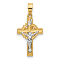 14k Two-Tone Hollow INRI Crucifix Pendent-XR2095
