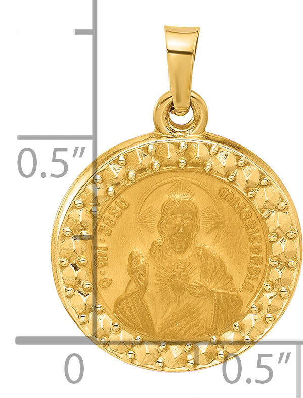 14K Hollow Sacred Heart of Jesus Medal-XR2099