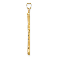 14k Hollow Fleur De Lis Cross Pendant-XR210