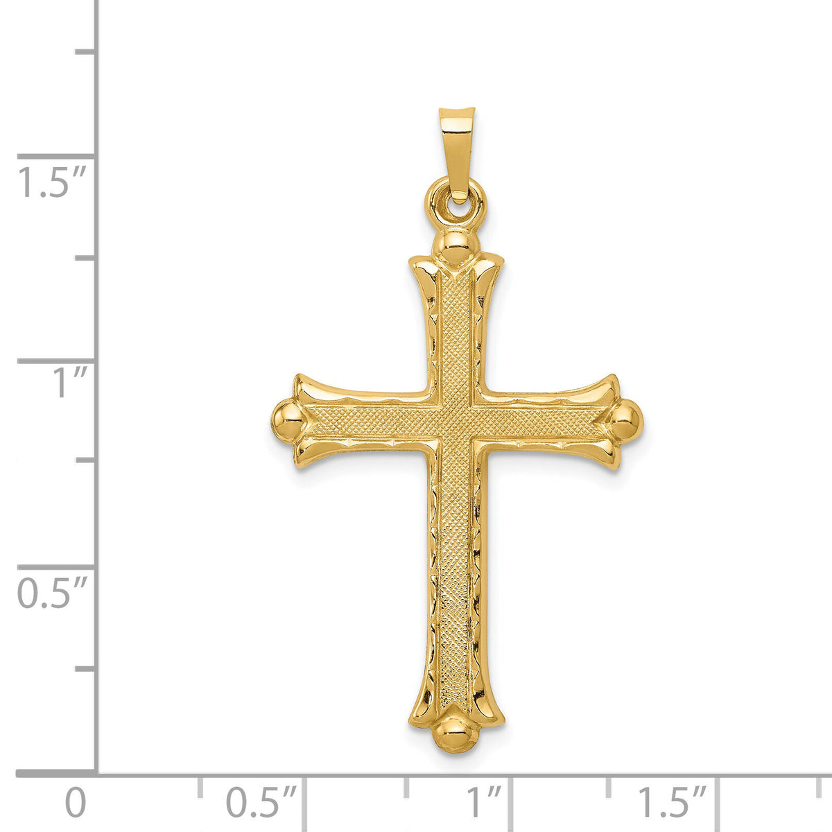 14k Hollow Fleur De Lis Cross Pendant-XR210