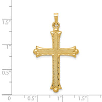 14k Hollow Fleur De Lis Cross Pendant-XR210