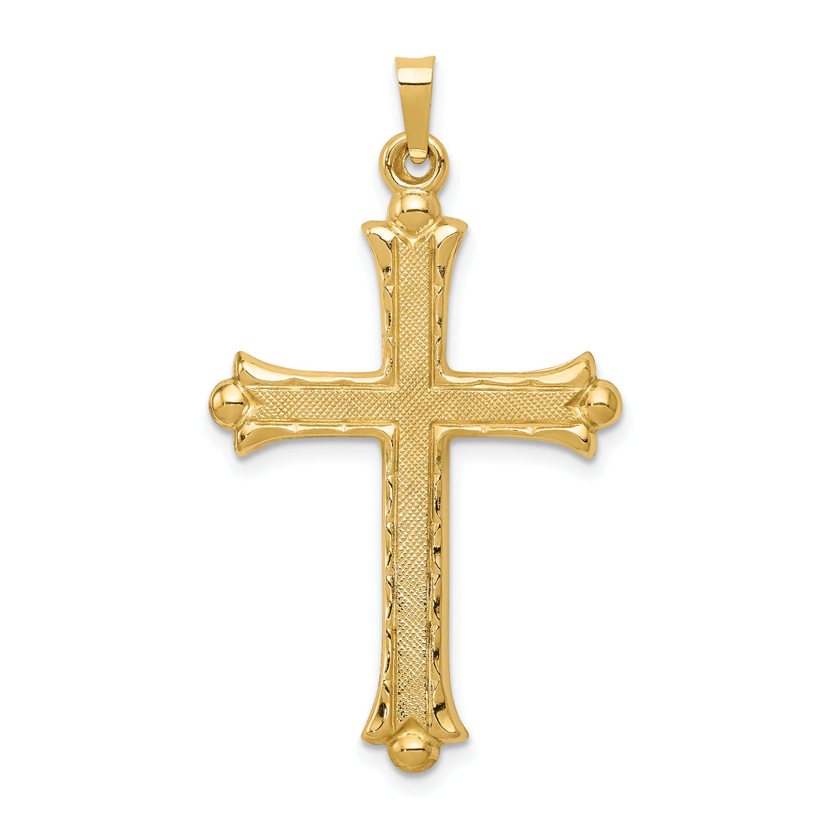 14k Hollow Fleur De Lis Cross Pendant-XR210
