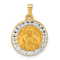14K and White Rhodium Hollow Sacred Heart of Jesus Medal-XR2100