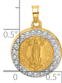 14k and Rhodium Hollow Lady of Guadalupe Pendant-XR2101