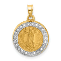 14k and Rhodium Hollow Lady of Guadalupe Pendant-XR2101